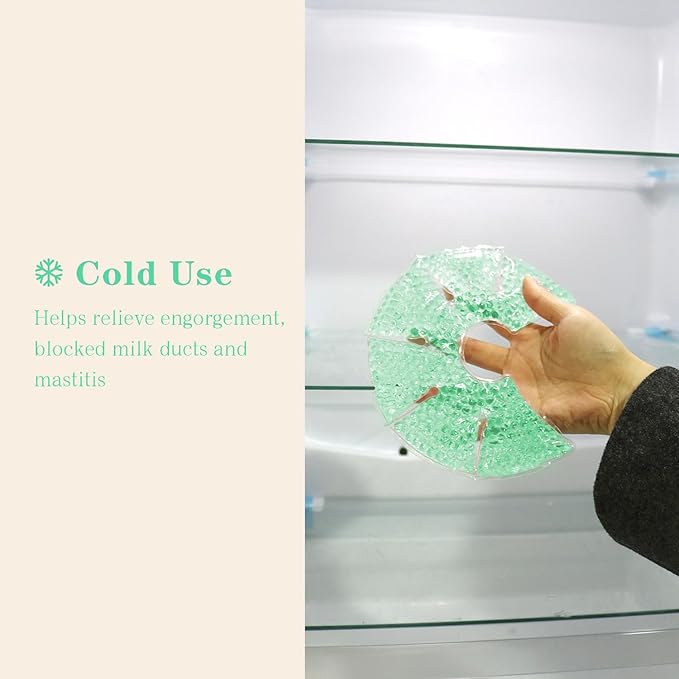 Hot/Cold Breast Gel Bead Ice Packs Breast Cooling/Heat Pads Relief for Breastfeeding, Nursing Pain, Mastitis, Engorgement, Swelling, Plugged Ducts | Boost Milk Let-Down & Production,2 Pack (Green)