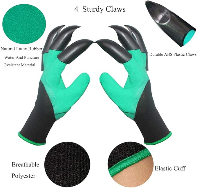 DCCPAA Garden Gloves with Claws,Claw Gardening Gloves for Digging,Planting, Weeding, Seeding-Waterproof for Men and Women