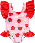 Newborn Baby Girl Ruffle Swimsuit Infant Toddler One Piece Floral Bikini Beach Bathing Swimwear Set