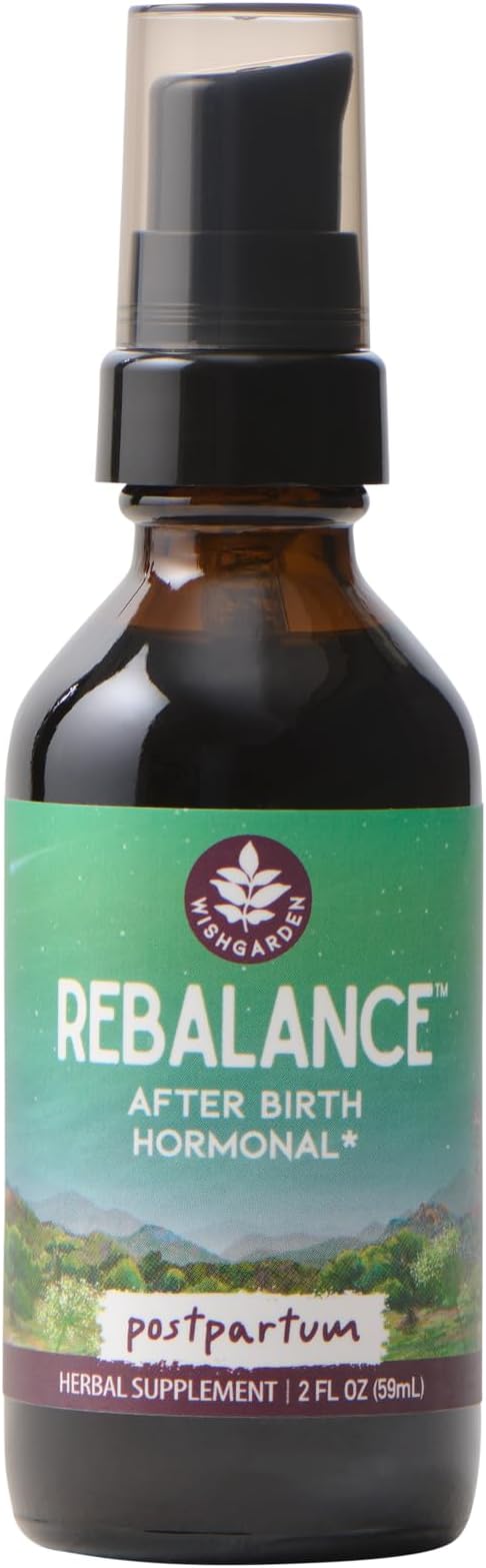 WishGarden Herbs ReBalance After Birth Hormonal - Plant-Based Herbal Supplement with Vitex Berry & Motherwort Supports Healthy Postpartum Hormone Levels and Postnatal Hormone Balance, 2oz