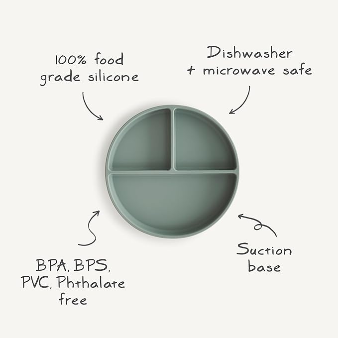 mushie Silicone Suction Plate | BPA-Free Non-Slip Design (Cloudy Mauve)