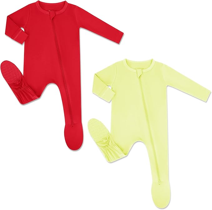 HAPIU Rayon from Bamboo Baby Footed Pajamas, 2 Way Zipper YKK, Footie for Baby Boy Girls, Newborn-24 Months