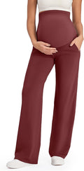G4Free Maternity Pants Over The Belly Yoga Dress Work Pregnancy Pants Stretchy Lounge Wide Leg Trousers with Pockets