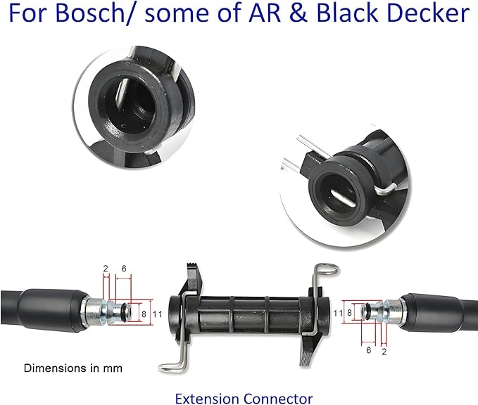 5800PSI/400Bar Ultra Flexible Pressure Washer Hose for Bosch Home Cleaning, 5M-30M High Pressure Extension Tube with Quick-Connect Adapter,(Red/Blue/Yellow/Green/Grey/Orange/Light Blue)(Green,50FT)