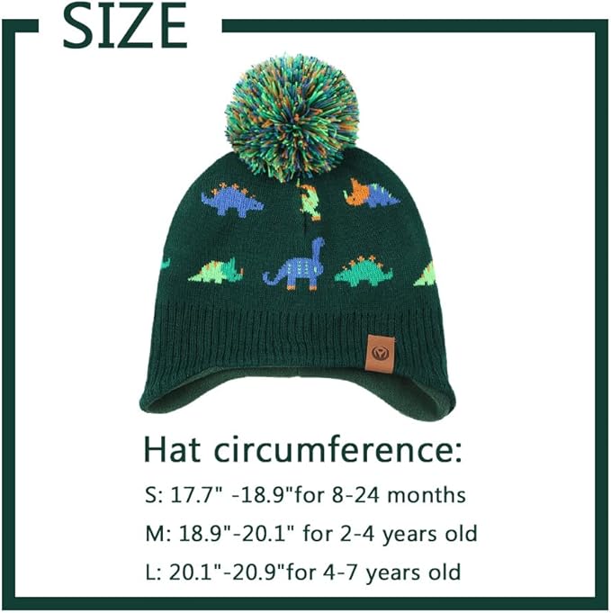 JANGANNSA Knitted Baby Hat Scarf Set Winter Warm Boys Girls Beanie Fleece Lining Toddler Kids Hats with Pompom