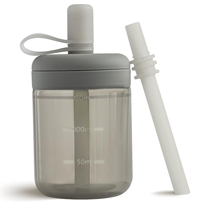 Moonkie Baby Straw cup | Silicone Toddler Sippy Cup Training Cup with Straw Lid | BPA-Free Drop-Proof Baby Cup | Baby Led Weaning | 6 Months+, 5 oz, 1pack