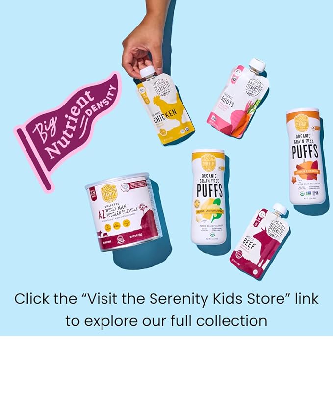 Serenity Kids 6+ Months Organic Baby Food Smoothie Pouch - Dairy-Free Beet & Carrot - USDA Certified Organic Protein Blend - 3.5 Oz, 6 Pack