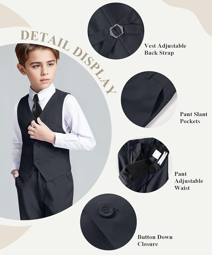 Visaccy Boys Suits Slim Fit Dress Clothes Ring Bearer Outfit