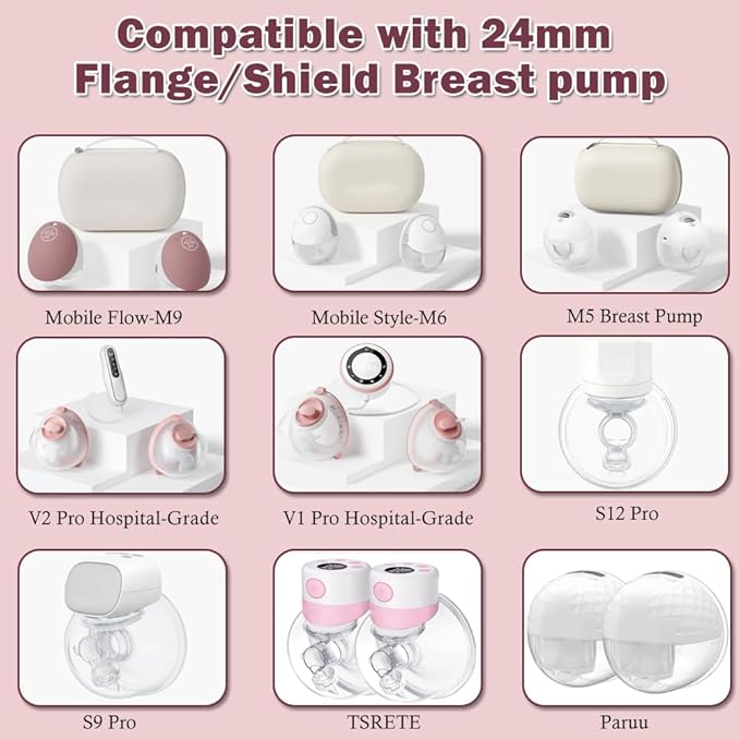 Flange Insert 17/19/21mm 6pcs Compatible with Momcozy M5/M9/M6/S12 Pro/V1 Pro/V2 Pro,for Spectra/Medela/MomMed/eufy/Lansinoh/Elvie Breast Pump,Fit for 24mm Flange/Shield of Most Pumps