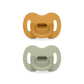 Color Essence SX PRO Silicone Baby Pacifier 2Pk, Made with 100% Soft Silicone, Baby Essentials Perfect for Breastfeeding Babies, Designed in Spain, 0-6 Mths, Mustard/Green