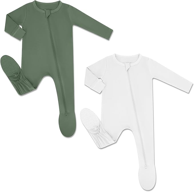 HAPIU Rayon from Bamboo Baby Footed Pajamas, 2 Way Zipper YKK, Footie for Baby Boy Girls, Newborn-24 Months