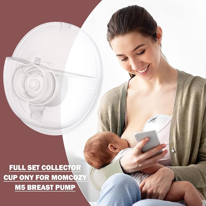 One Full Set Collector Cup Only Compatible with Momcozy M5 Breast Breast Pump Replacement Accessories, Full Breastpump Parts with 24mm Flange,Collector,Duckbill Valves,Diaphragm