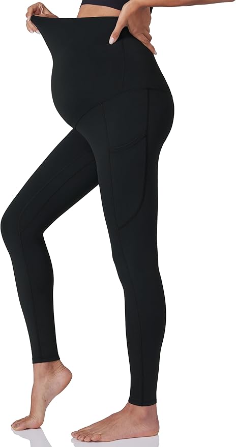 POSHDIVAH 3 Pack Women's Maternity Workout Leggings Over The Belly Pregnancy Yoga Pants with Pockets