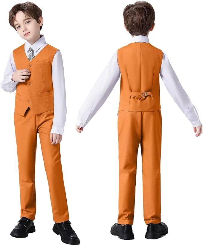 Boys Suit Set Slim Fit Kids Formal Suits Toddler Tuxedo Wedding Prom Classic Suits for Boy Teen Black Blue Dress Outfit