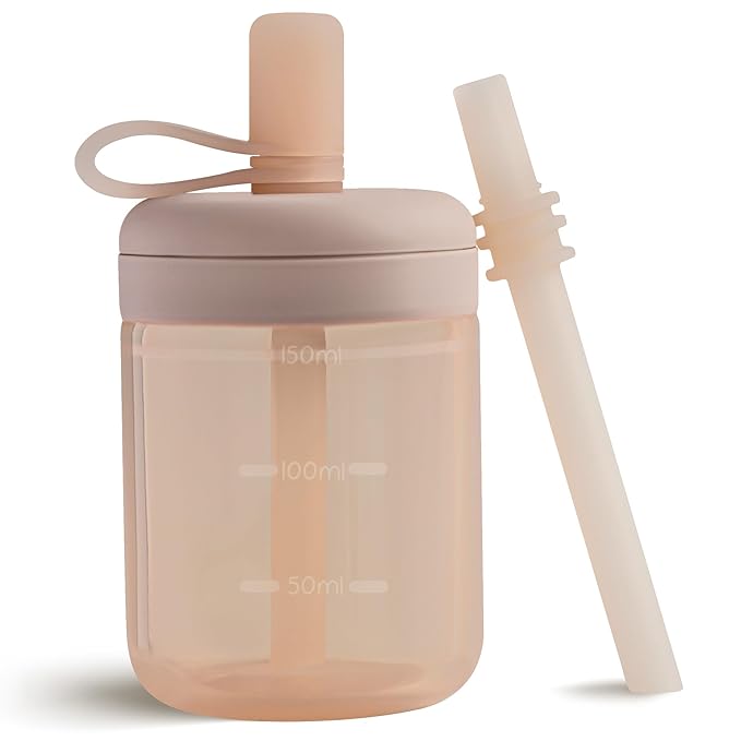 Moonkie Baby Training Cup Silicone Straw Cup | BPA-Free Drop-Proof Sippy Cups for Infants Toddlers and Kids 6 Months+ | 5 oz, 1pack, DX-BTC-01
