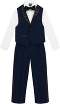 Nautica Boys' 4-Piece Formal Suit Set with Vest, Pants, Collared Dress Shirt, and Tie