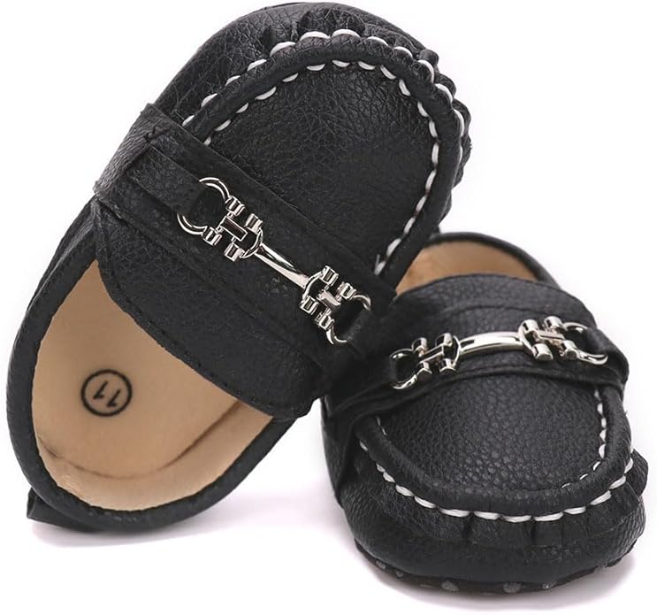 LONSOEN Baby Girls Boys Loafers Prewalker Dress Crib Shoes