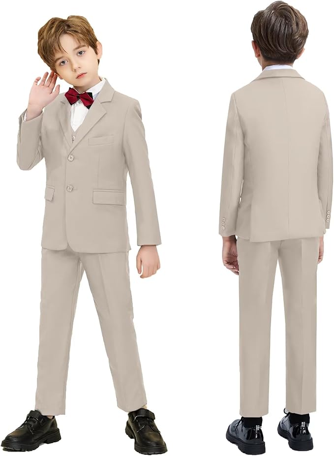 Boys Suit Set Slim Fit Kids Formal Suits Toddler Tuxedo Wedding Prom Classic Suits for Boy Teen Black Blue Dress Outfit