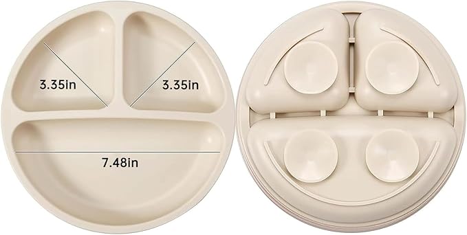 PandaEar Silicone Baby Feeding Set| 2 Divided Suction Plate + 2 Suction Bowl + 2 Tiny Cup with 2 Spoons| Baby Led Weaning Supplies Self Feeding Utensils (Blue White)