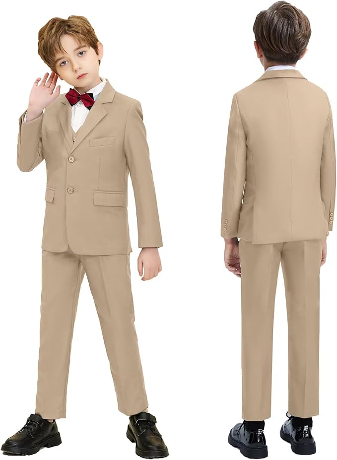 Boys Suit Set Slim Fit Kids Formal Suits Toddler Tuxedo Wedding Prom Classic Suits for Boy Teen Black Blue Dress Outfit
