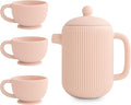 mushie Silicone Baby Tea Play Set | 4 Pieces Kitchen Play Toys for Toddlers 10 Months+ (Blush)