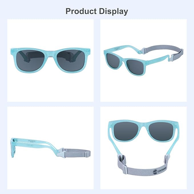 COCOSAND Flexible Baby Sunglasses with Strap Polarized UV Protection for Toddler Infant Newborn Boy Girl Age 0-24 Months