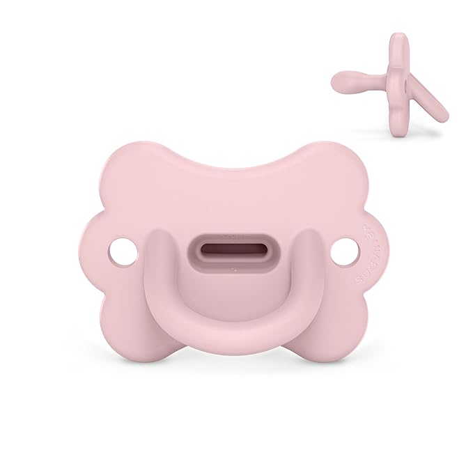Color Essence SX PRO Silicone Butterfly Baby Pacifier 1Pk, Made with 100% Soft Silicone, Baby Essentials Perfect for Breastfeeding Babies, Designed in Spain, 0-6 Mths, Rosewater