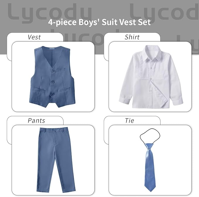 Boys Vest Set Formal Dress Suits Wedding Outfit Dresswear