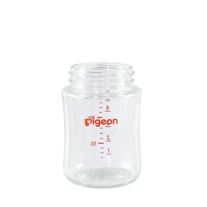 Pigeon Glass Nursing Bottle Wide Neck, Nurture & Nest, Anti-Colic, Streamlined Body, Natural Feel, Easy to Clean, Heat-Resistant, 5.4 Oz (Pack of 3), Includes 3pcs Stage 1 Nipples (0m+)