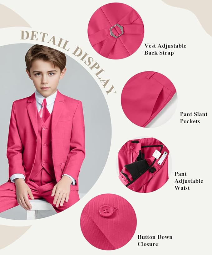 Visaccy Boys Suits Slim Fit Dress Clothes Ring Bearer Outfit