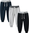 GFQLONG 3 Pack Toddler Boys Sweatpants Kids Active Jogger Pants with Pocket Drawstring