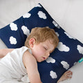 Toddler Pillow for Sleeping, Kid Pillow 14" x 19" for Small Travel Bed, Nap Pillows, Soft & Skin-Friendly Small Pillows for Sleeping, Toddler Use Only, Age 2 to 5 (Navy Cloud)