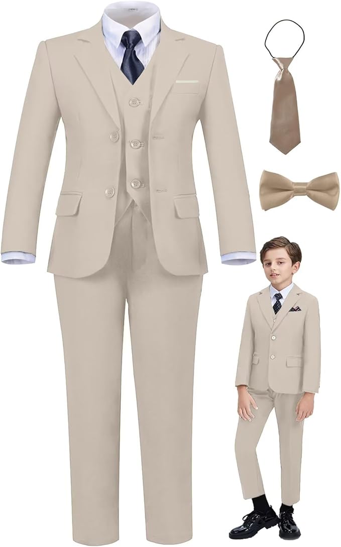 Boys Suit Set Slim Fit Kids Formal Suits Toddler Tuxedo Wedding Prom Classic Suits for Boy Teen Black Blue Dress Outfit