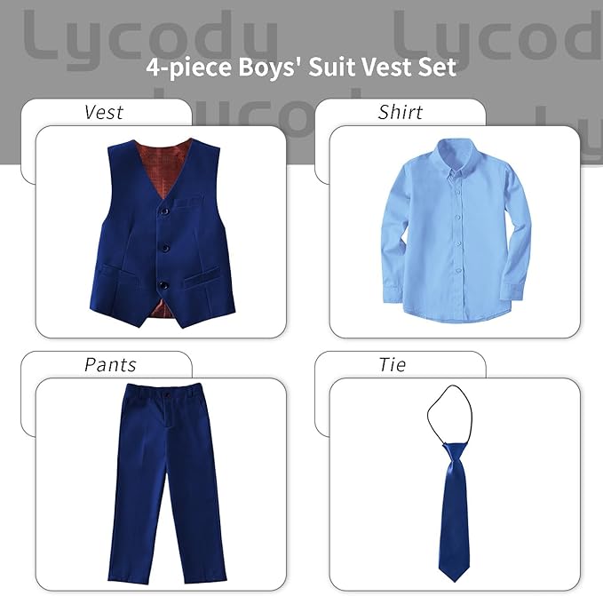 Boys Vest Set Formal Dress Suits Wedding Outfit Dresswear