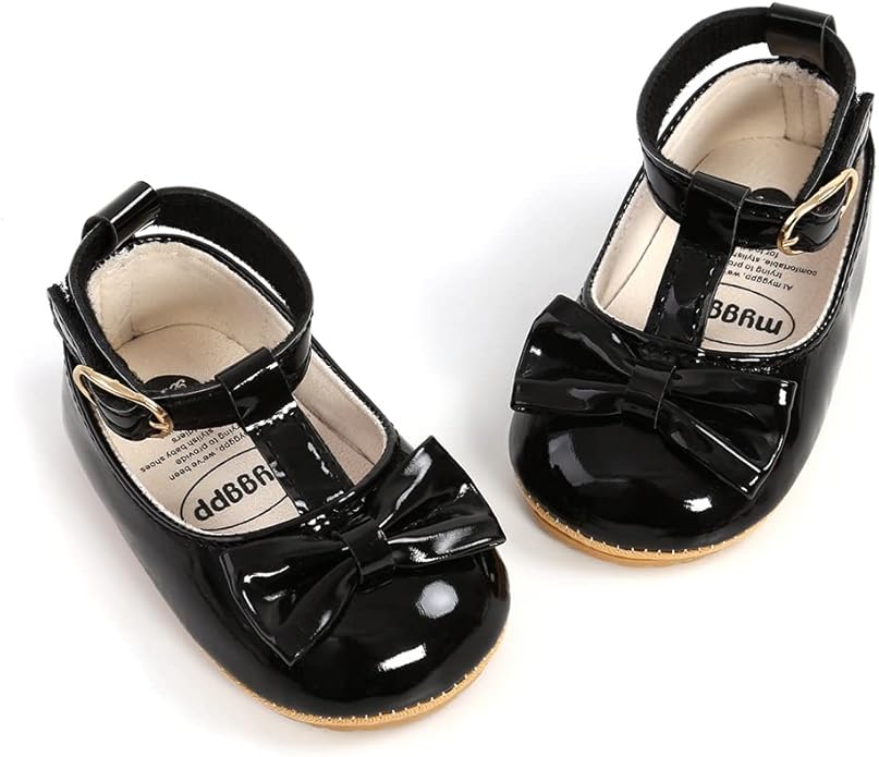 COSANKIM Baby Girls Mary Jane Flats Shoes Anti-Slip Rubber Sole Infant Toddler Princess Wedding Dress Shoes