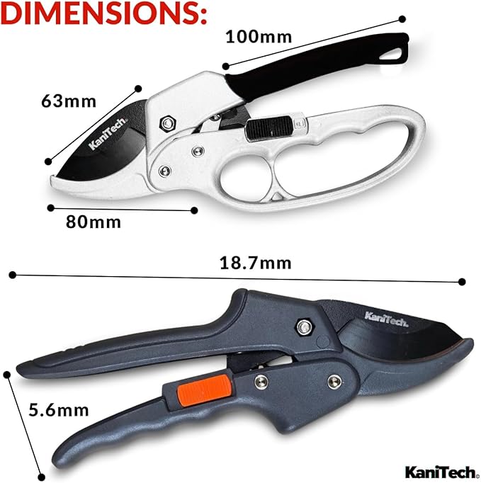 Pruning Shears for Gardening with Gloves - Heavy Duty Garden Shears, Aluminum Hand Pruners with TPR Grip Handle, 8 inch 3.55mm Thick Blade - for Branches, Flowers & Plants (Black Set of 2)