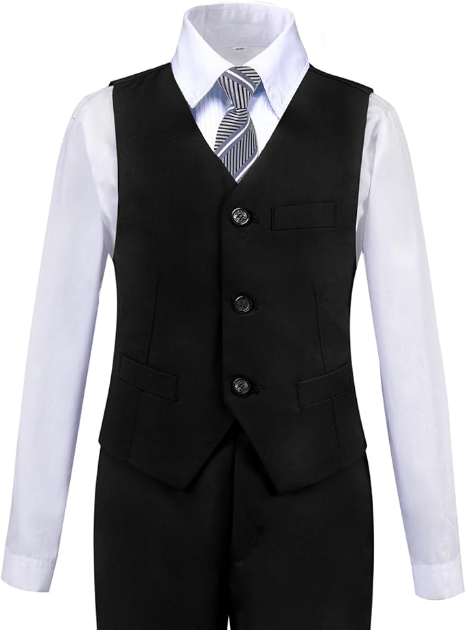 Boys Suit for Kids Tuxedo Suits for Wedding Formal Suit Set Toddler Boy Dress Outfit with Shirt and Tie