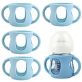 4 Pack Silicone Sleeves for Avent Natural Glass Baby Bottles, Silicone and Easy-Grip Handles for Drop Protection, Compatible with Philips Avent 4/8 OZ Glass Bottle (Light Blue, 4 OZ)