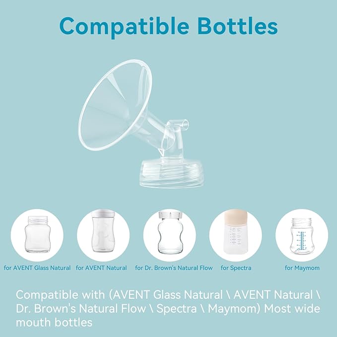 Breast Pump Accessories Kit - 16mm Flange Set Compatible with Spectra S1/S2/Motif Luna, Includes Valves, Tubing & Backflow Protectors