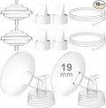 Breast Pump Accessories Kit - 19mm Flange Set Compatible with Spectra S1/S2/Motif Luna, Includes Valves, Tubing & Backflow Protectors