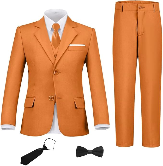 Boys Suit Set Slim Fit Kids Formal Suits Toddler Tuxedo Wedding Prom Classic Suits for Boy Teen Black Blue Dress Outfit