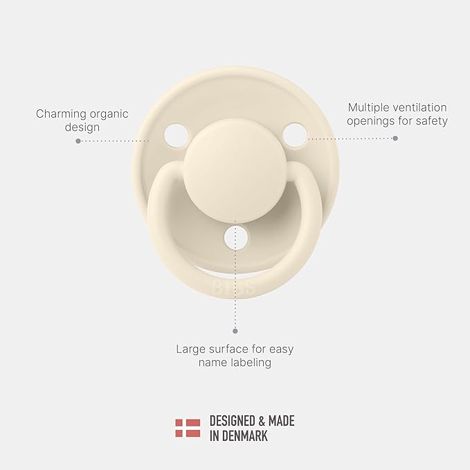 BIBS Pacifiers - De Lux Collection | BPA-Free Baby Pacifier | Made in Denmark | Set of 2 Iron/Baby Blue Color Premium Soothers | Size One Size