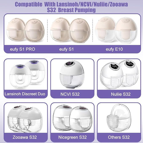 8pcs Duckbill Valves and 4pcs Silicone Diaphragms Compatible with Lansinoh Discreet Duo, eufy E10 S1 S1 Pro,NCVI Nuliie NICEGREEN Life S32 Breast Pump Replacement Parts, S32 Breast Pump Accessories