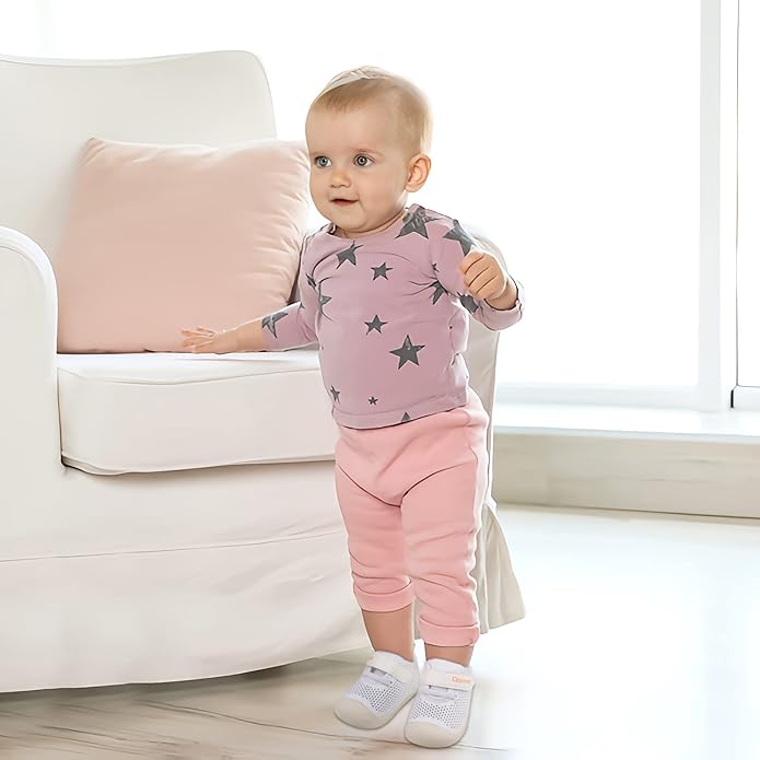 Baby Walking Shoes Toddler Girl Boy Soft Sole Breathable Cotton Canvas Shoes Infant Lightweight Non-Slip Safer Slip-on First Walkers Shoes Casual Tennis Wide Sneakers Rubber Soles Running Outdoor