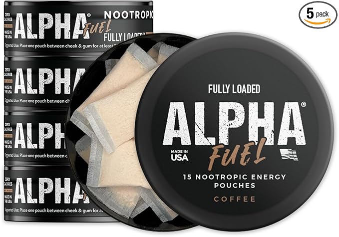 Fully Loaded Alpha Fuel Nootropic Pouches (Coffee Fuel) - Nootropic Energy Pouches with Caffeine, Alpha GPC, Tyrosine, Taurine, Guarana and More
