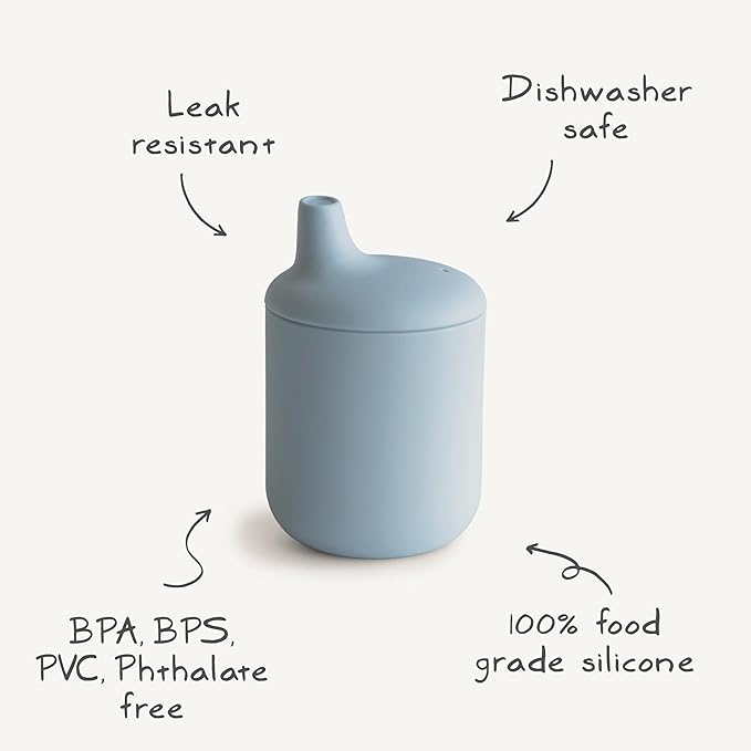 mushie 100% Silicone Baby Sippy Cup | 6 Months+ (Powder Blue)