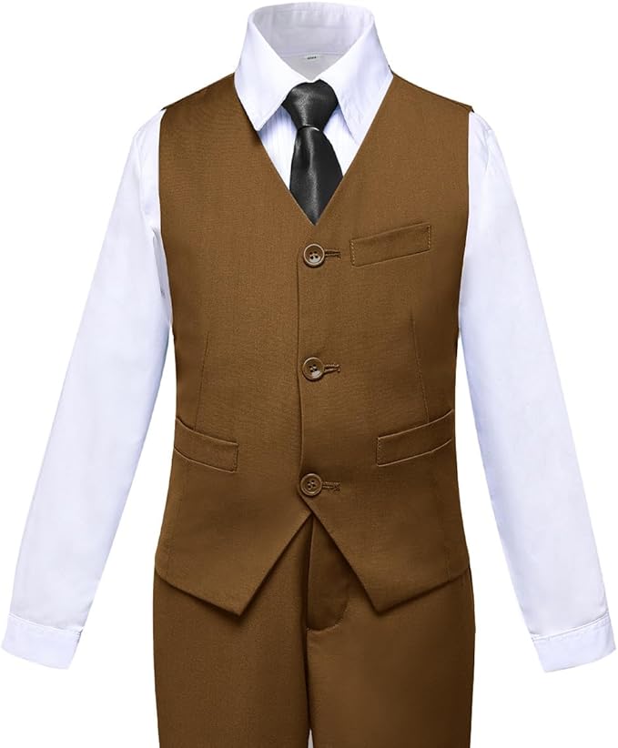 Boys Suit for Kids Tuxedo Suits for Wedding Formal Suit Set Toddler Boy Dress Outfit with Shirt and Tie