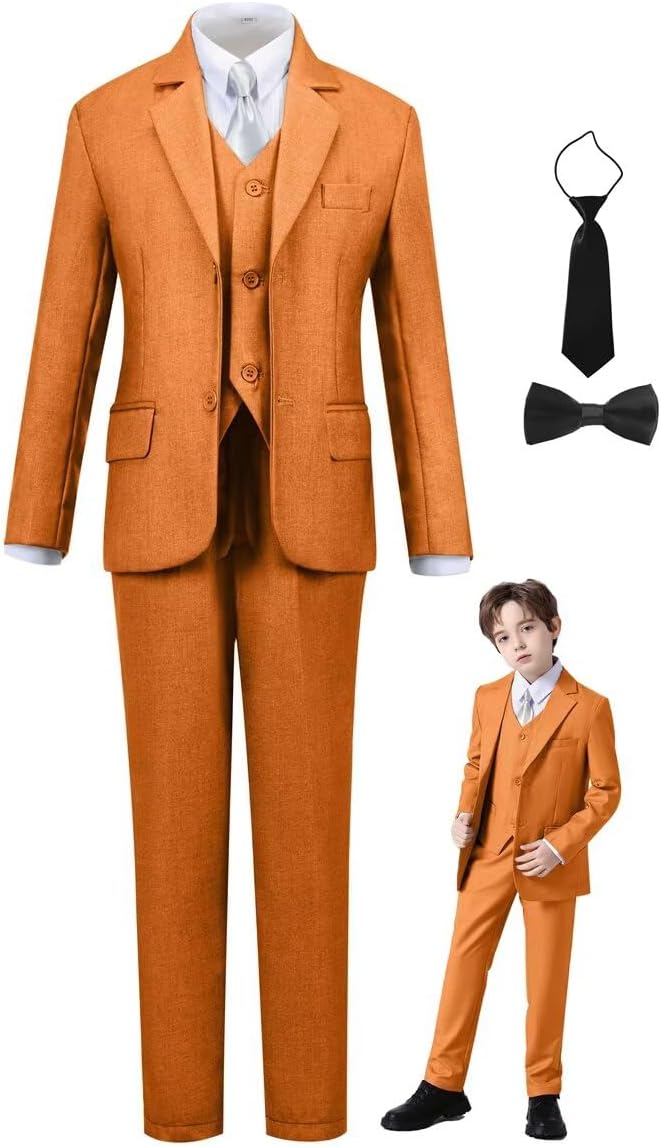 Boys Suit Set Slim Fit Kids Formal Suits Toddler Tuxedo Wedding Prom Classic Suits for Boy Teen Black Blue Dress Outfit