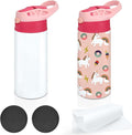 Kids Sublimation Tumbler,12oz Sublimation Water Bottle Blanks,Straight Stainless Steel Todder Sippy Cup,2PACK Double Wall Insulated Sippy Tumbler with Handle,Shrink Films,Leak Proof Pink