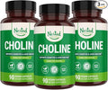 Nested Naturals Choline Bitartrate 500mg - High Potency Choline Supplements - Supports Cognitive Performance & Liver Function - 100% Vegan & Non-GMO Choline - 3-Pack (270 Vegan Capsules)